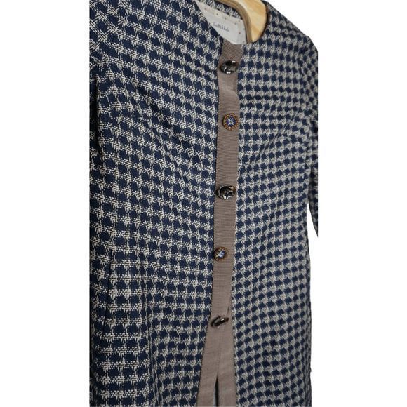 Ivo Nikkolo Blue Houndstooth EU 38 (US Medium) Jacket Coat w/ Jeweled Closure Sn - Picture 5 of 9